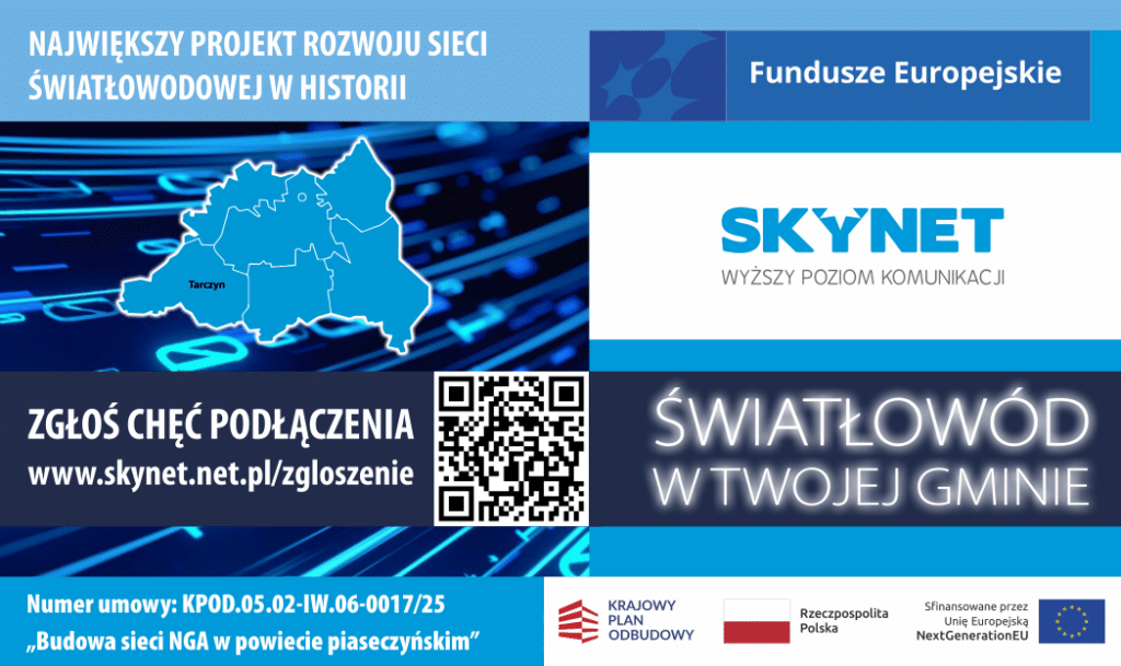 Światłowód w Gminie Tarczyn 1 Światłowód w Gminie Tarczyn - zgłoś chęć podłączenia!